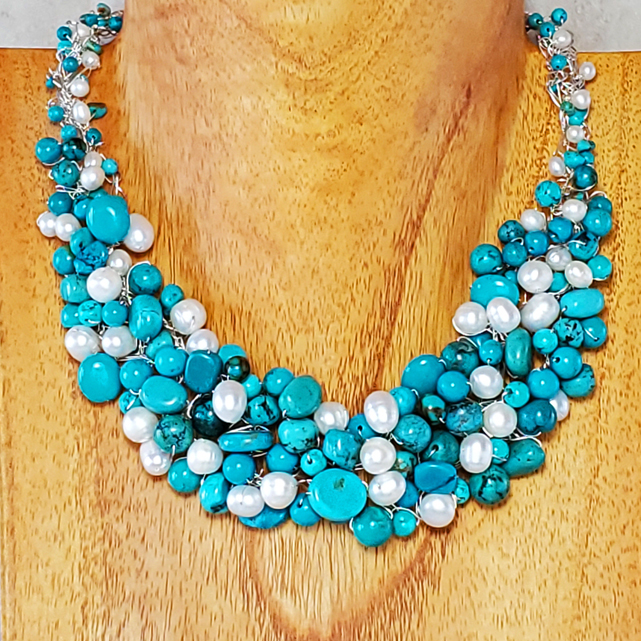 Shyanne Women's Bella Grace Multi Strand Turquoise Stone Bib Necklace |  Boot Barn
