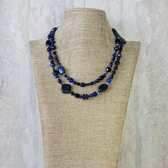 John Varvatos Lapis Bead Necklace with Sterling Silver 160758 - Trice  Jewelers